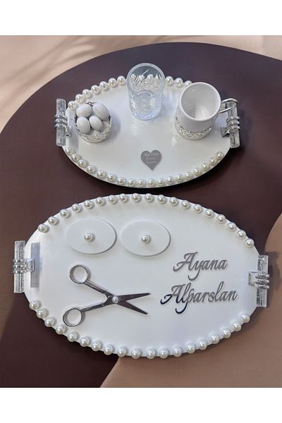 CyzHome Talia Silver Promise Engagement Tray with Pearls