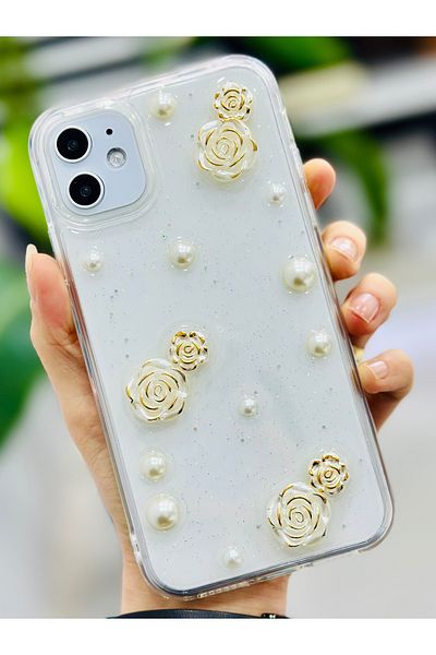 Go Aksesuar حافظة سيليكون مرنة بتصميم PEARL ROSE متوافقة مع هاتف iPhone 11 مع لعبة