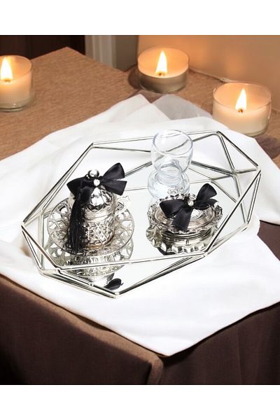 CyzHome Elation Prism Silver Promise Coffee Tray