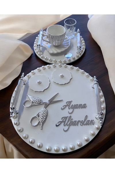 CyzHome Fascination Promise Engagement Tray with Silver Pearls