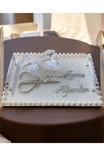 CyzHome Promise Engagement Tray with Raya Silver Pearls