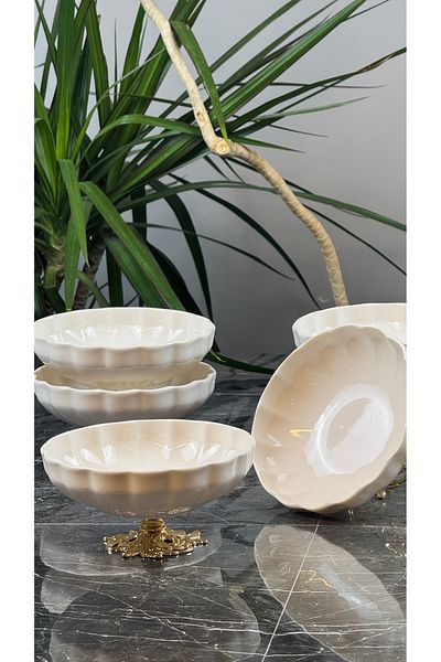 MAY HOME 6 Pieces of Pedestal Enjoyment & Sherbet Bowl & Soup Presentation Bowl