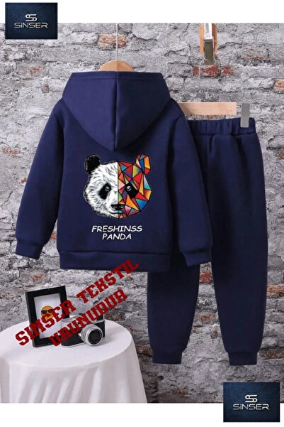 SS SİNSER Set de trening pentru copii cu glugă, fără imprimeu, „PANDA FRESH B...