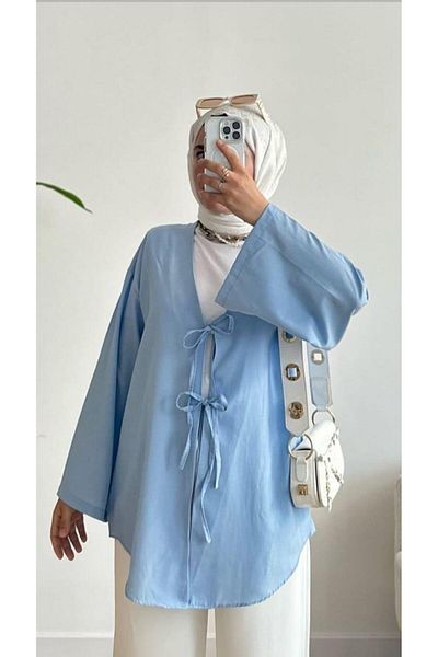 Nergis Neva Butik Τουνίκ κιμονό με μπαγκλάμ στο μπροστινό μέρος