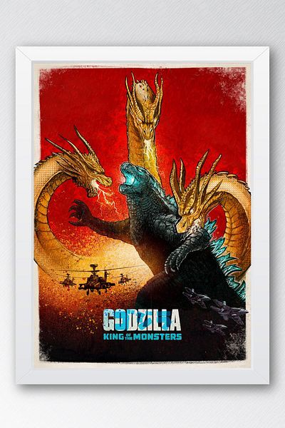 Saturn Ζωγραφική Godzilla King Of The Monsters με κορνίζα - Ζωγραφική αφίσας ταινίας