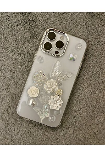 HYPERSOFT Iphone 14 Pro Max (6.7 inç) Uyumlu Simli Kabartma Figürlü Parlak Ep...