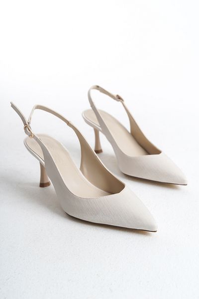 MARSEDO Stiletto de damă Rayne Beige - Pantofi casual cu toc subțire cu vârf ascuțit și slingback