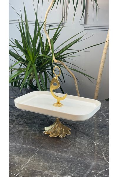 MAY HOME Gold Porcelain Metal Presentation Plate - Special Service