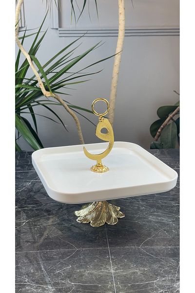 MAY HOME Special Service Presentation Plate with Square Metal Legs
