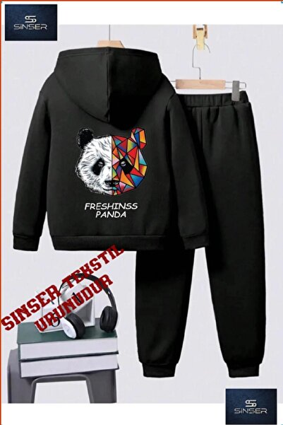 SS SİNSER Παιδικό σετ φόρμας με κουκούλα "PANDA FRESH BACKPRINT" χωρίς στάμπα