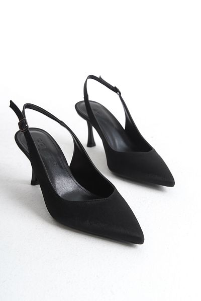 MARSEDO Black Rayne Stiletto - Pantofi casual cu toc subțire cu vârf ascuțit și slingback