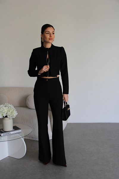 Julidress Padded Zippered Crop Jacket and Pants Bottom Top Premium Suit