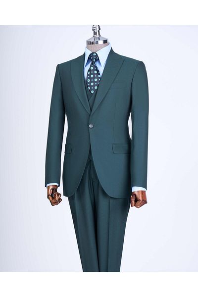 TerziAdemAltun Green Italian Style Jacket Vest Pants Set - T12807