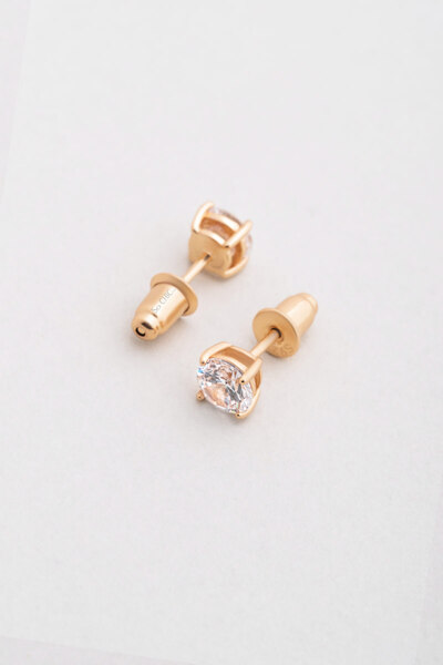 So CHIC... Tektaş 5 mm 18 Ayar Rose Altın Kaplama Gümüş Küpe