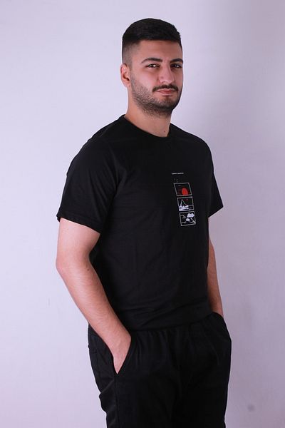 trender Ανδρικό μπλουζάκι 3 τεμαχίων Mountain Print Μαύρο