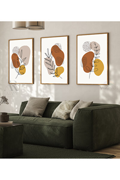 AR AJANS KANVAS TABLO Χρώματα της φύσης Αφηρημένη διάταξη Σετ 3 αφίσες MDF με...