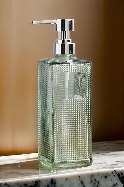 homsel Square Pattern Glass Liquid Soap Dispenser That Combines Elegance and Functionality