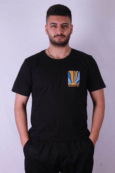 trender Mediterasse Printed Black Men's T-Shirt Tr-08