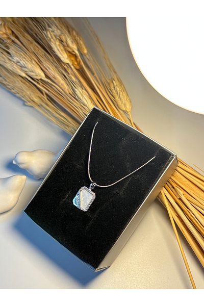 Store Pearlescent Zircon Stone Decorated Stainless Steel Women's Necklace Adjustable