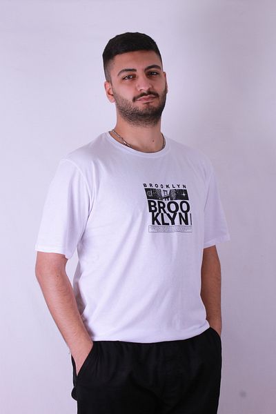 trender Brooklyn Print White Men's T-Shirt
