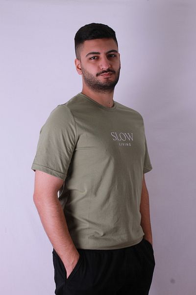 trender Slow Living Print Mint Green Men's T-Shirt