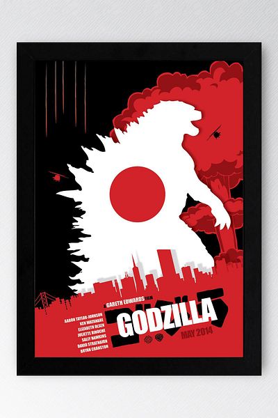 Saturn Godzilla Framed Painting - Movie Poster Painting