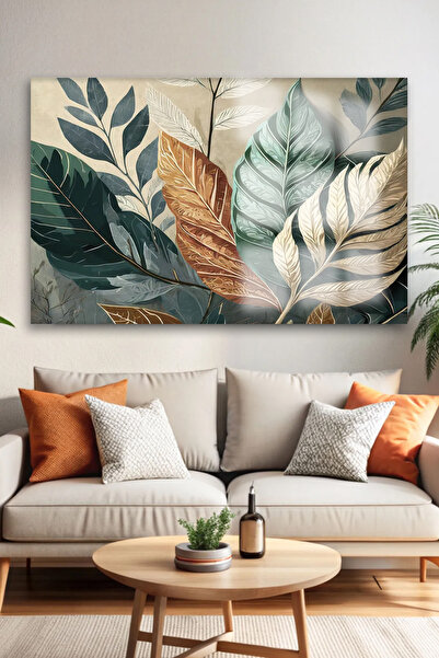 TAULART BOHEM TARZI YAPRAK DETAYLI KIRILMAZ LÜKS CAM TABLO 4MM EV İŞ YERİ OFİ...