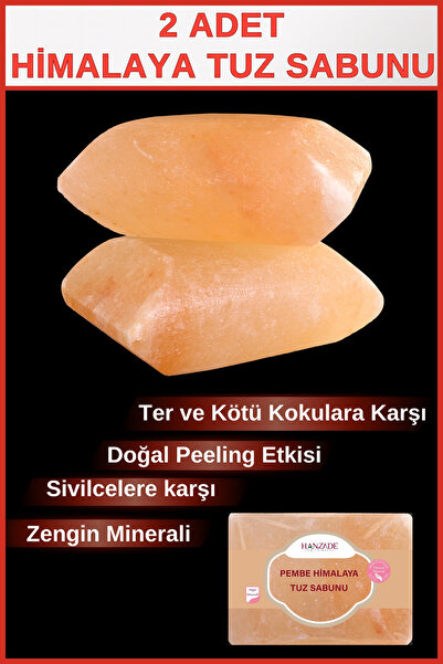 Hanzade Bitkisel Himalaya Tuz Sabunu 300-350 Gr x 2 Adet Zengin Mineralli Doğ...