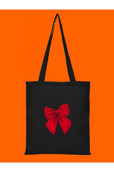 Boomtown Red Ribbon Raw Black Cloth Bag