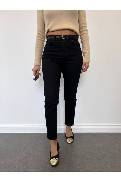 LİMABEL Milano Yıldız Siyah Solmaz Mom Jean Kadın Boyfriend Yüksek Bel Power ...