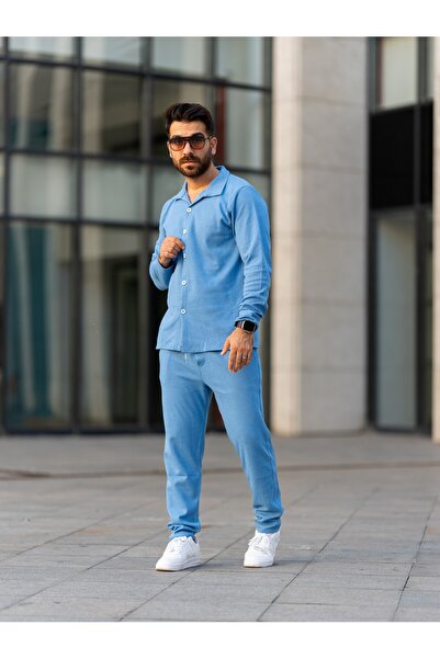Man Forces Wear Erkek Alt Üst Takım, Pamuklu Jogger Pantolon ve Gömlek, Şık v...