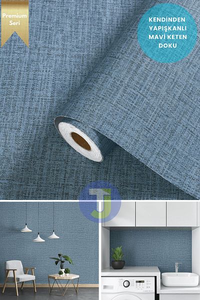Technojet Self Adhesive Linen Look Kitchen Bathroom Countertop Wall Cabinet Table Covering 60X300cm