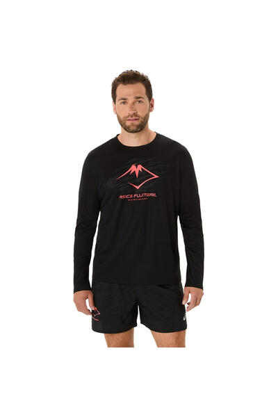 Asics FUJITRAIL LOGO LS TOP Erkek Black/Carrier Grey Uzun Kollu Tshirt 2011C9...