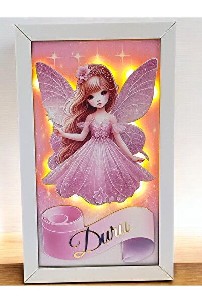 Yavuz Süs Çerçeveli zemini desenli ışıklı peri kızı kapı süsü