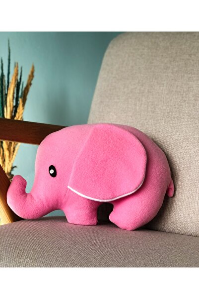 B&M ŞEKİLLİ SEVİMLİ PEMBE FİL PELUŞ YASTIK - EL YAPIMI ÖZEL TASARIMLI DEKORATİF