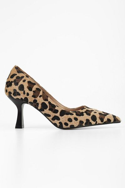 Shoeberry Women's Gatsby Leopard Feather Stiletto