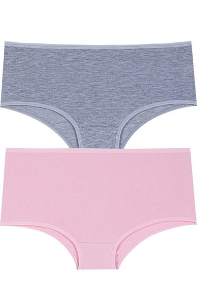 Gizli Butik Chiloți pentru femei cu talie înaltă - bumbac și lycra, pachet de 2 gri și roz