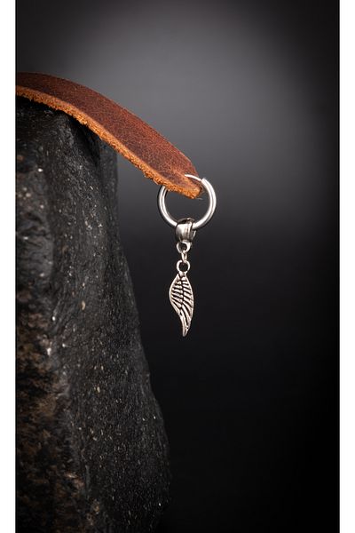 Piercing Market Steel & Silver Unisex Steel Ring Dangle Angel Wing Earrings Rust No Darkening