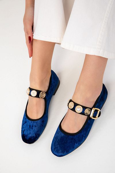 SOHO Saks Blue Velvet női balerinák 20200