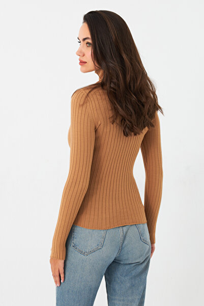 Cool & Modest Γυναικεία πλεκτή μπλούζα Camel Turtleneck MYV102-90