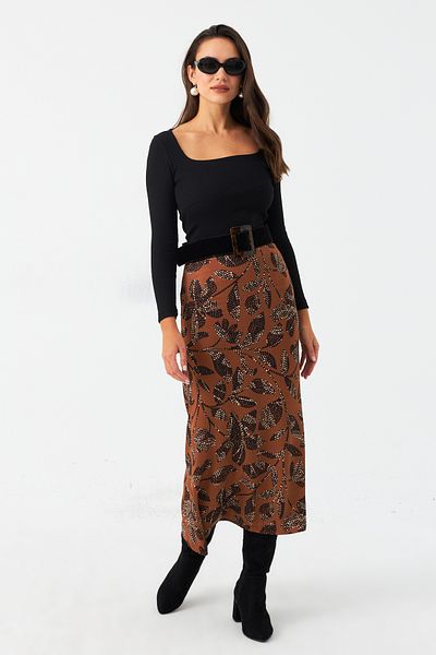 Cool & Modest Сатенена дамска пола Taba с шарки - MCAR1060