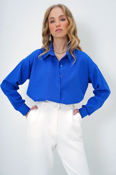 Trend Alaçatı Stili Dámská oversize dlouhá tkaná košile Saks ALC-X6828