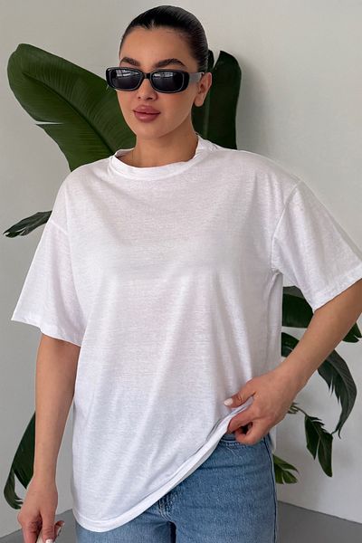 MODAGEN Μπλουζάκι Unisex White Crew Neck μονόχρωμο