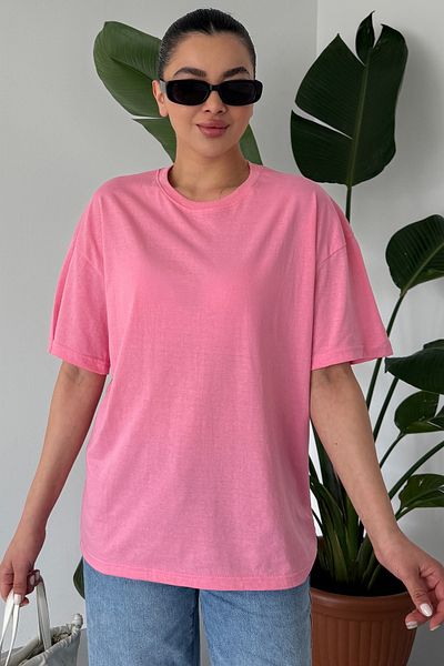 MODAGEN Μπλουζάκι Unisex Pink Crew Neck μονόχρωμο