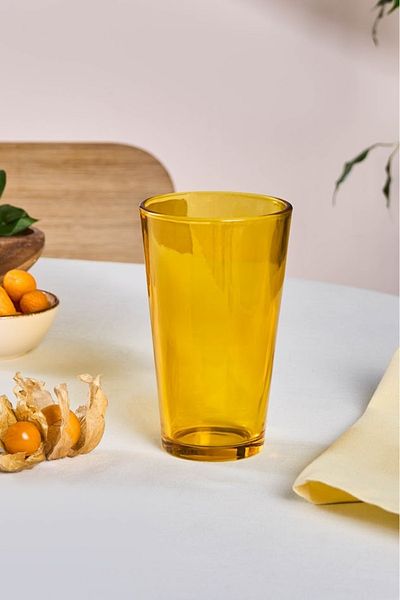 Karaca Varikas Soft Drink Glass Yellow 475 ml