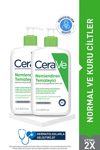 CeraVe Nemlendiren Temizleyici Kuru Ciltler İçin 473 ml X2