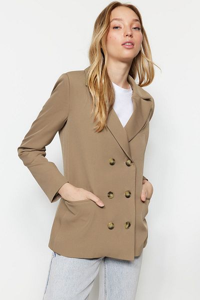 Trendyol Collection Світло-коричневий піджак з тканого підкладкового матеріалу TWOSS21CE0029
