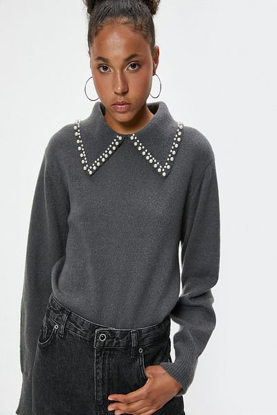 Koton Anthracite 5Wal90035It Women's Sweater