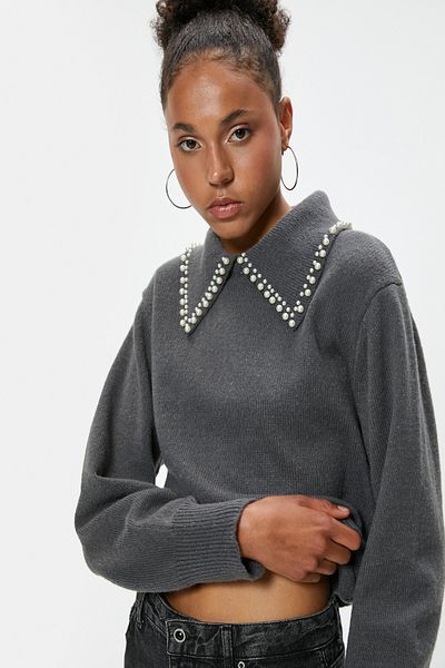 Koton Anthracite 5Wal90035It Women's Sweater