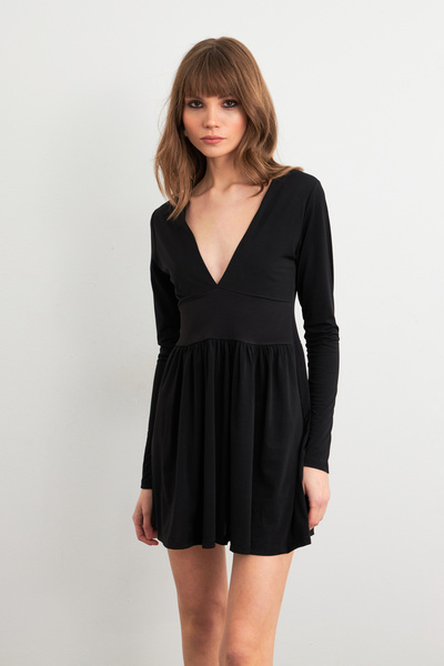 Cool & Sexy Black Mini V-Neck Women's Dress Lik17